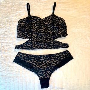 2 for 10! NWOT H&M 2 Piece Black Mesh Lingerie Set
